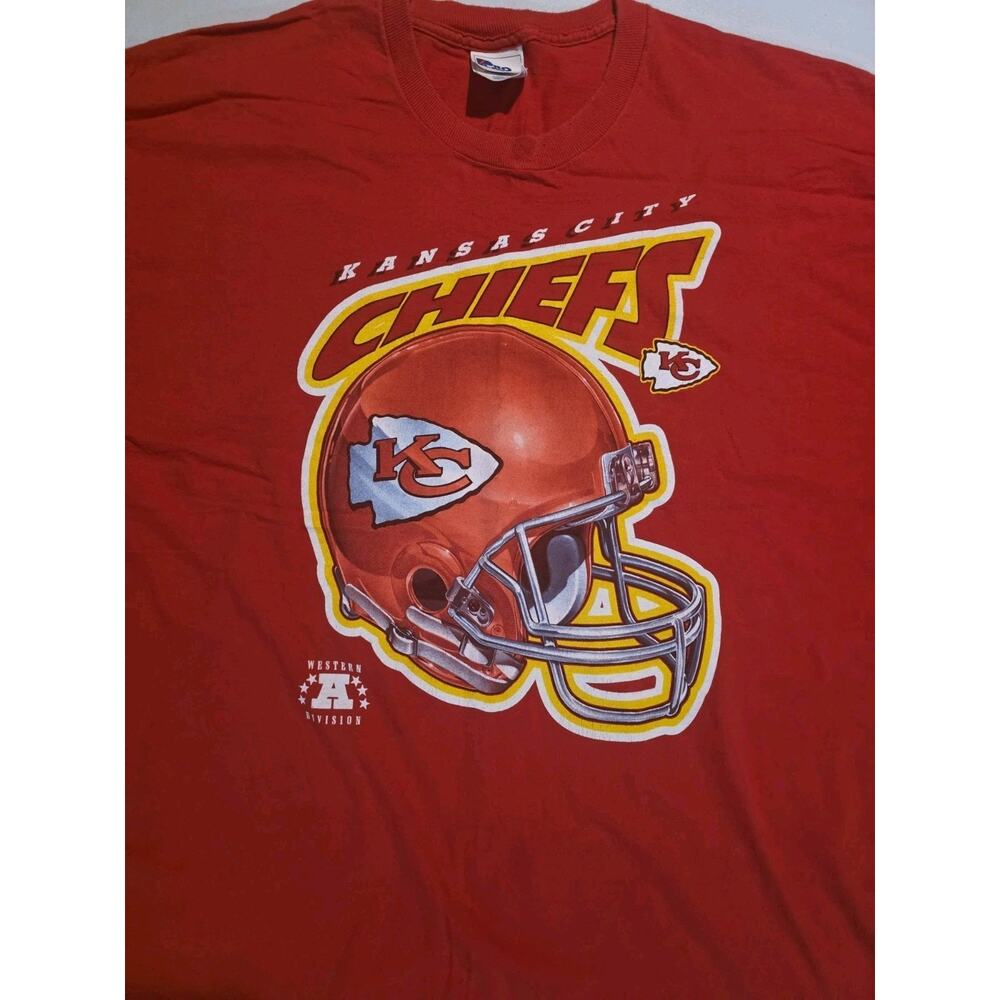 90s Vtg Kansas City Chiefs Pro Player Red Helmet T Shirt Size 2XL Single Stitch - Picture 4 of 7